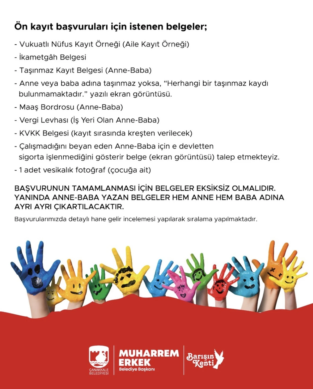&Ccedil;anakkale belediyesi duyurdu Atam kreşlere başvurular başladı