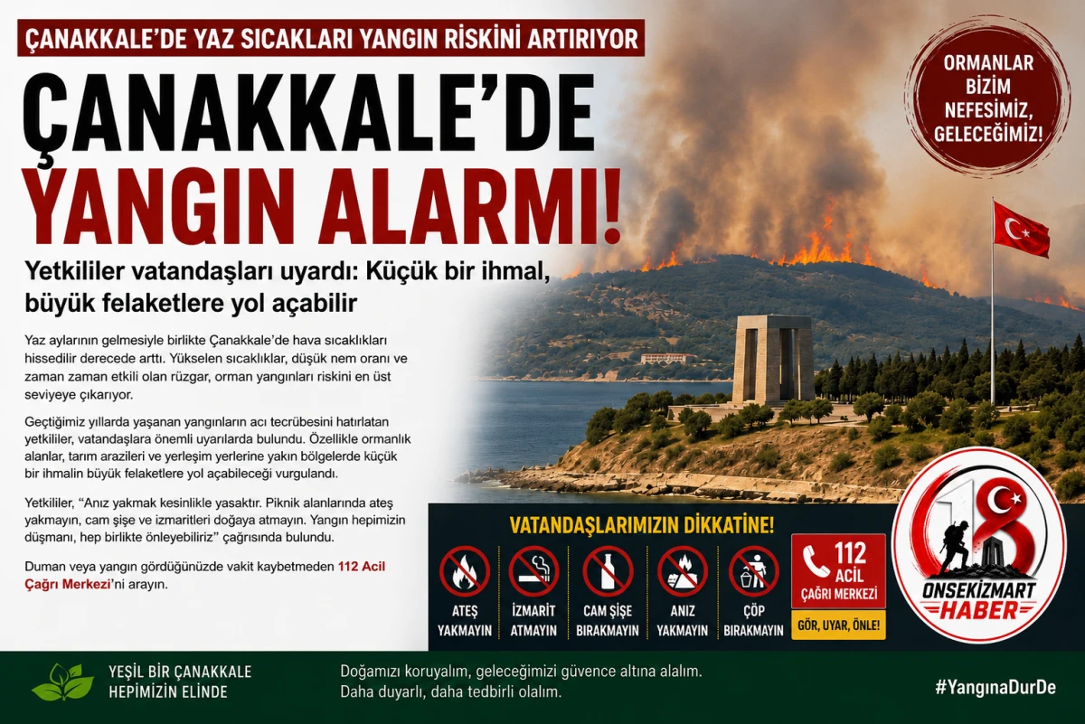 &Ccedil;anakkale&rsquo;de Sıcaklar Arttı, Yangın Riski Zirveye &Ccedil;ıktı!