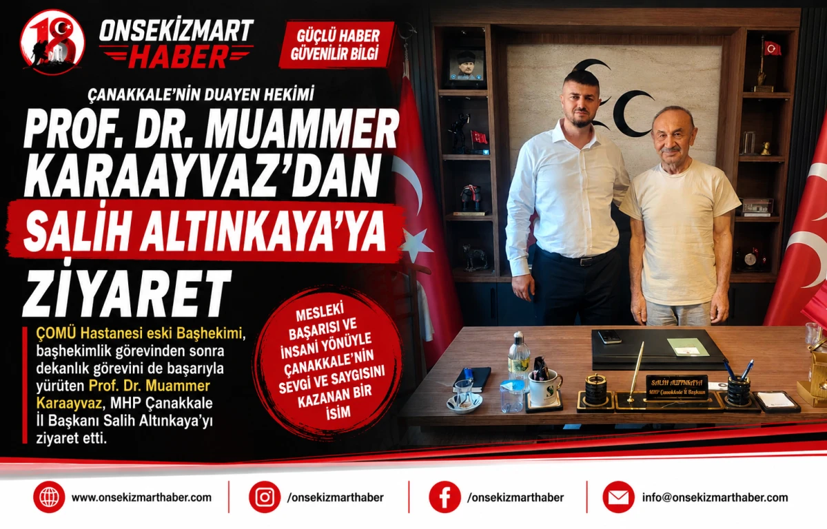 &Ccedil;anakkale&rsquo;nin Sevilen Hekimi Prof. Dr. Muammer Karaayvaz&rsquo;dan Salih Altınkaya&rsquo;ya Ziyaret