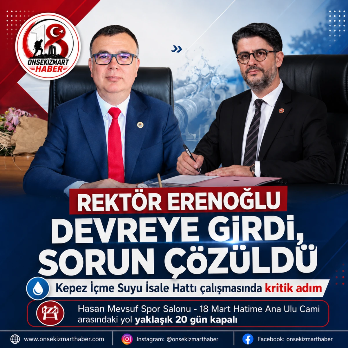 &Ccedil;OM&Uuml; Rekt&ouml;r&uuml; Erenoğlu Devreye Girdi, Kepez&rsquo;in İ&ccedil;me Suyu Hattındaki Sorun &Ccedil;&ouml;z&uuml;ld&uuml;