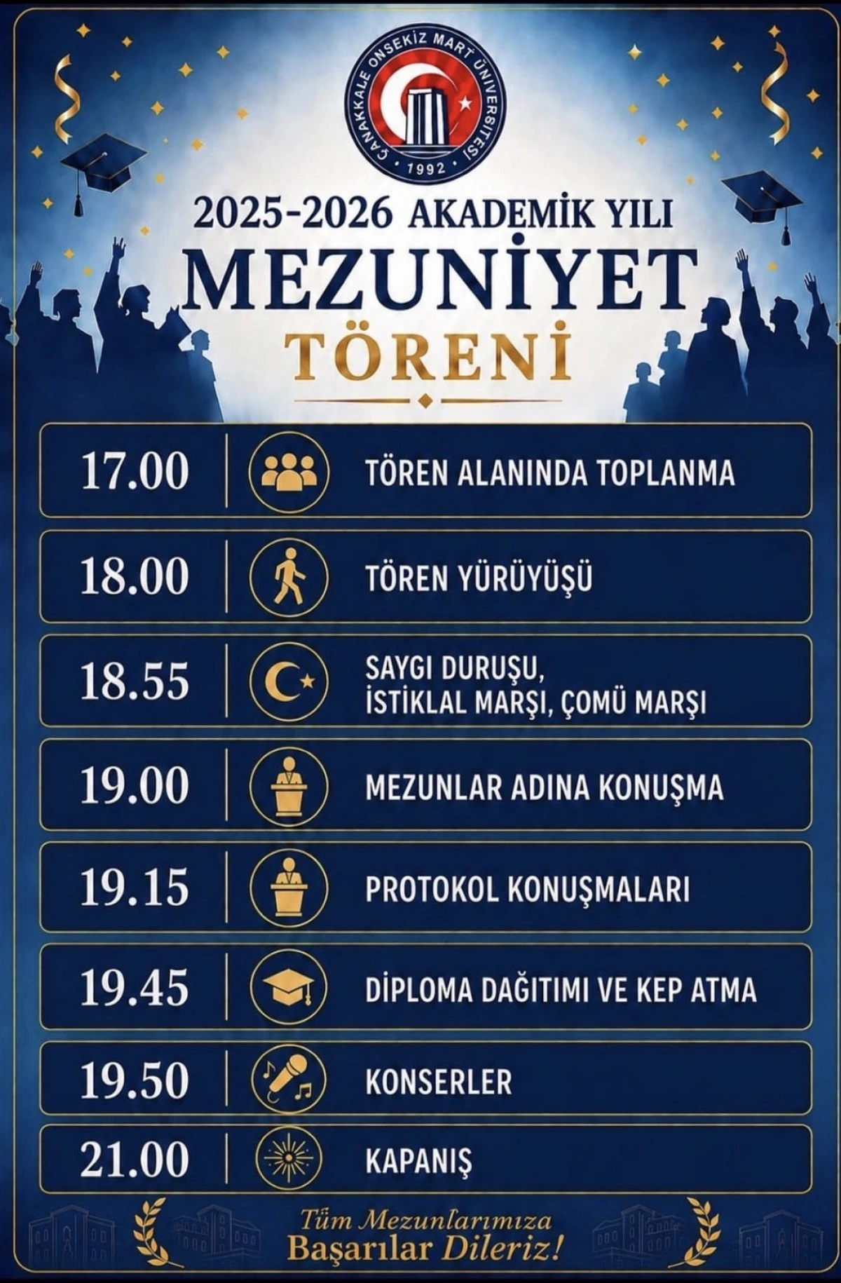 &Ccedil;OM&Uuml;&rsquo;de Mezuniyet Coşkusu Başlıyor: 2025-2026 Akademik Yılı T&ouml;ren Programı A&ccedil;ıklandı