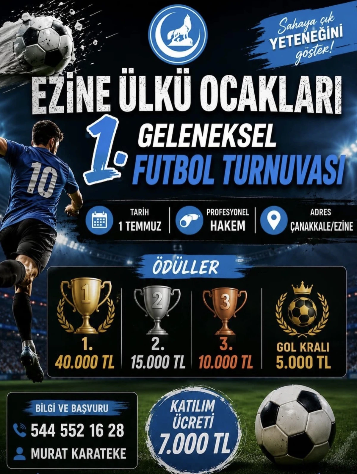Ezine&rsquo;de Futbol Heyecanı Başlıyor: &Uuml;lk&uuml; Ocakları&rsquo;ndan &Ouml;d&uuml;ll&uuml; Turnuva