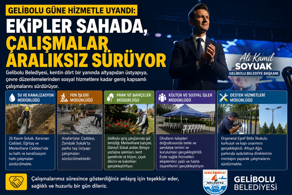 &ldquo;GELİBOLU&rsquo;DA HİZMET MESAİSİ TAM GAZ: BELEDİYE EKİPLERİ ŞEHRİN HER NOKTASINDA&rdquo;