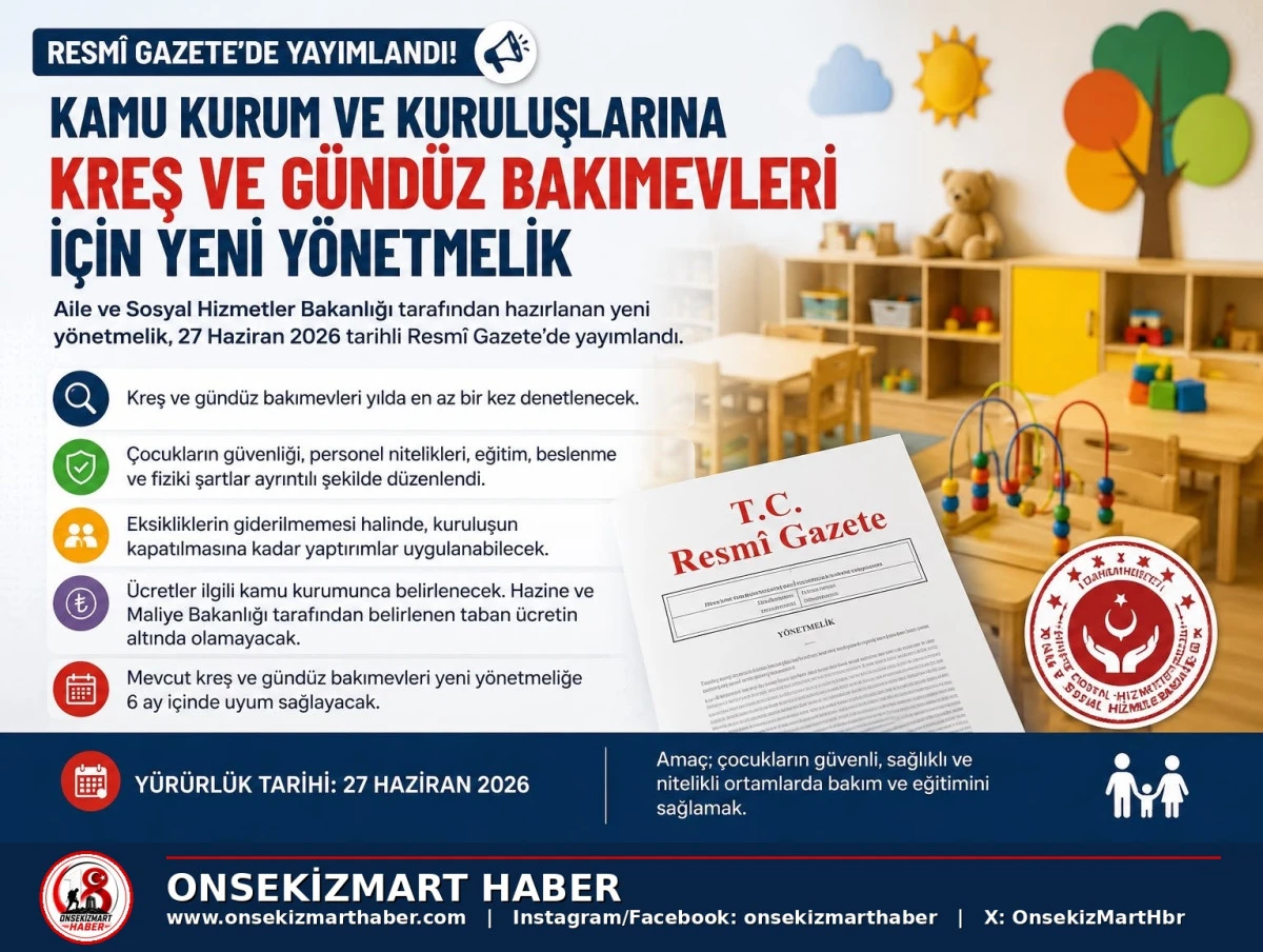 Kamu Kurumlarındaki Kreş ve G&uuml;nd&uuml;z Bakımevlerine Yeni D&uuml;zenleme