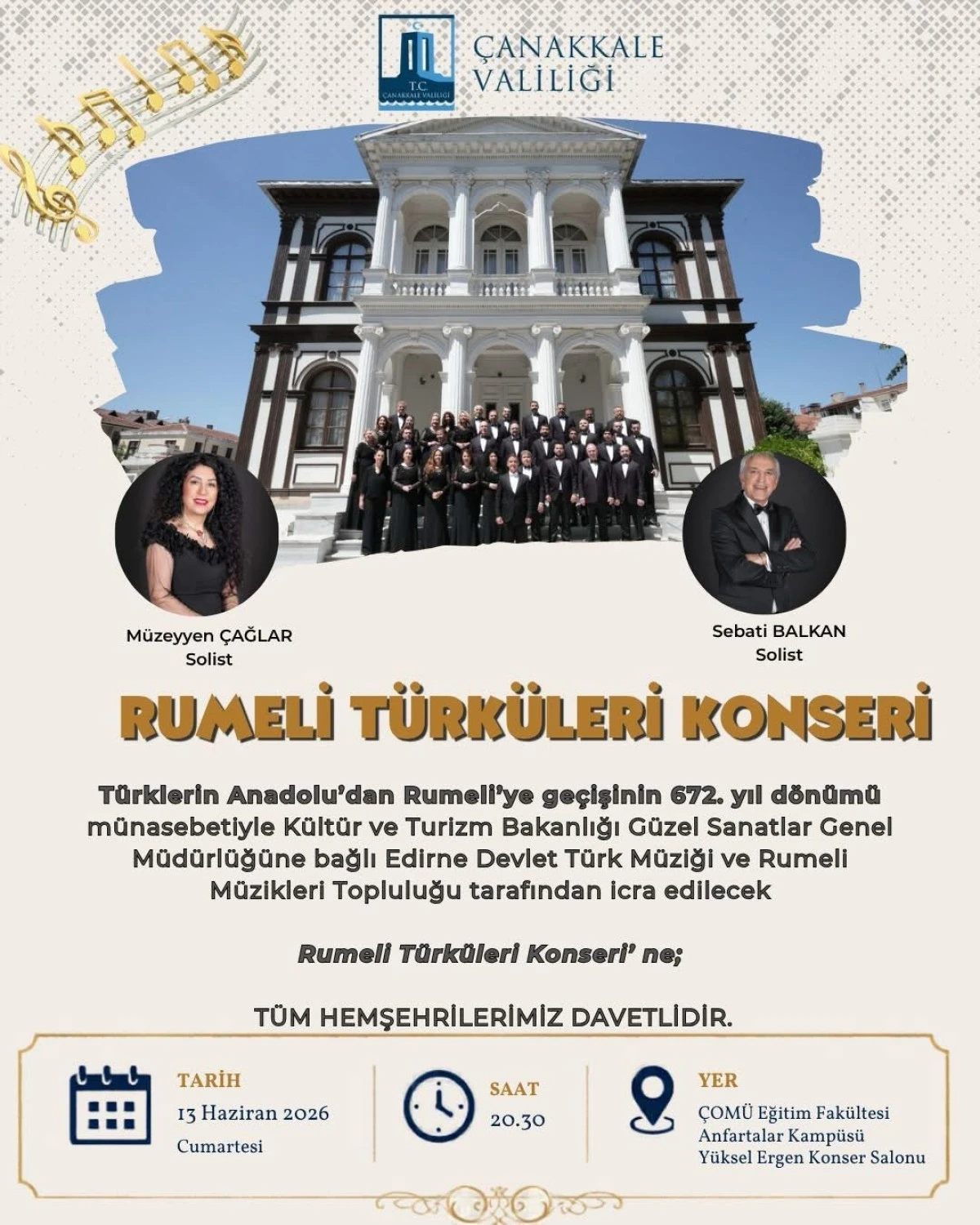 Rumeli&rsquo;nin Ezgileri &Ccedil;anakkale&rsquo;de Yankılanacak
